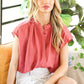 Henley Neckline Button Down Short Sleeve Top