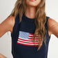 Flag Print Knitted Sleeveless Sweater - BMW7749