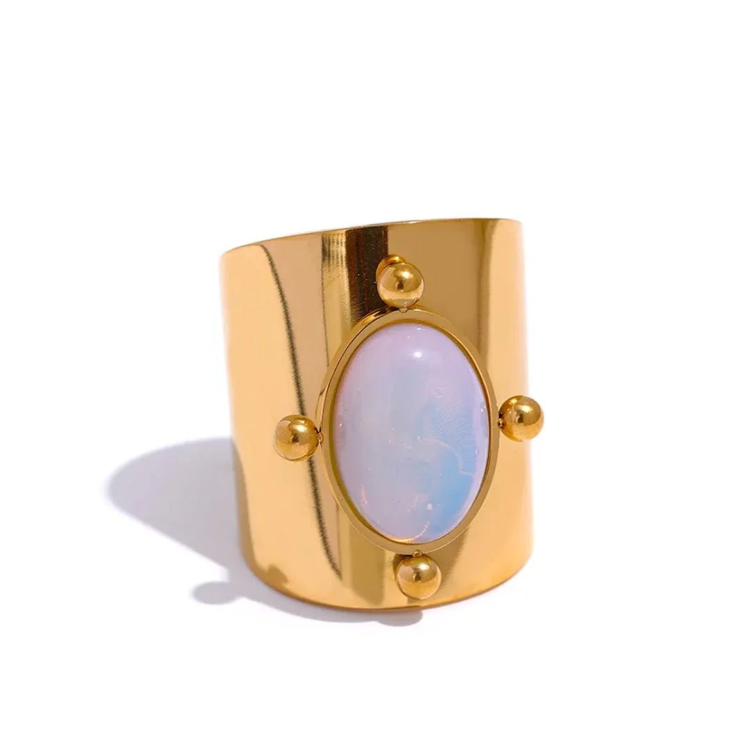 Stone Embedded Shield Ring