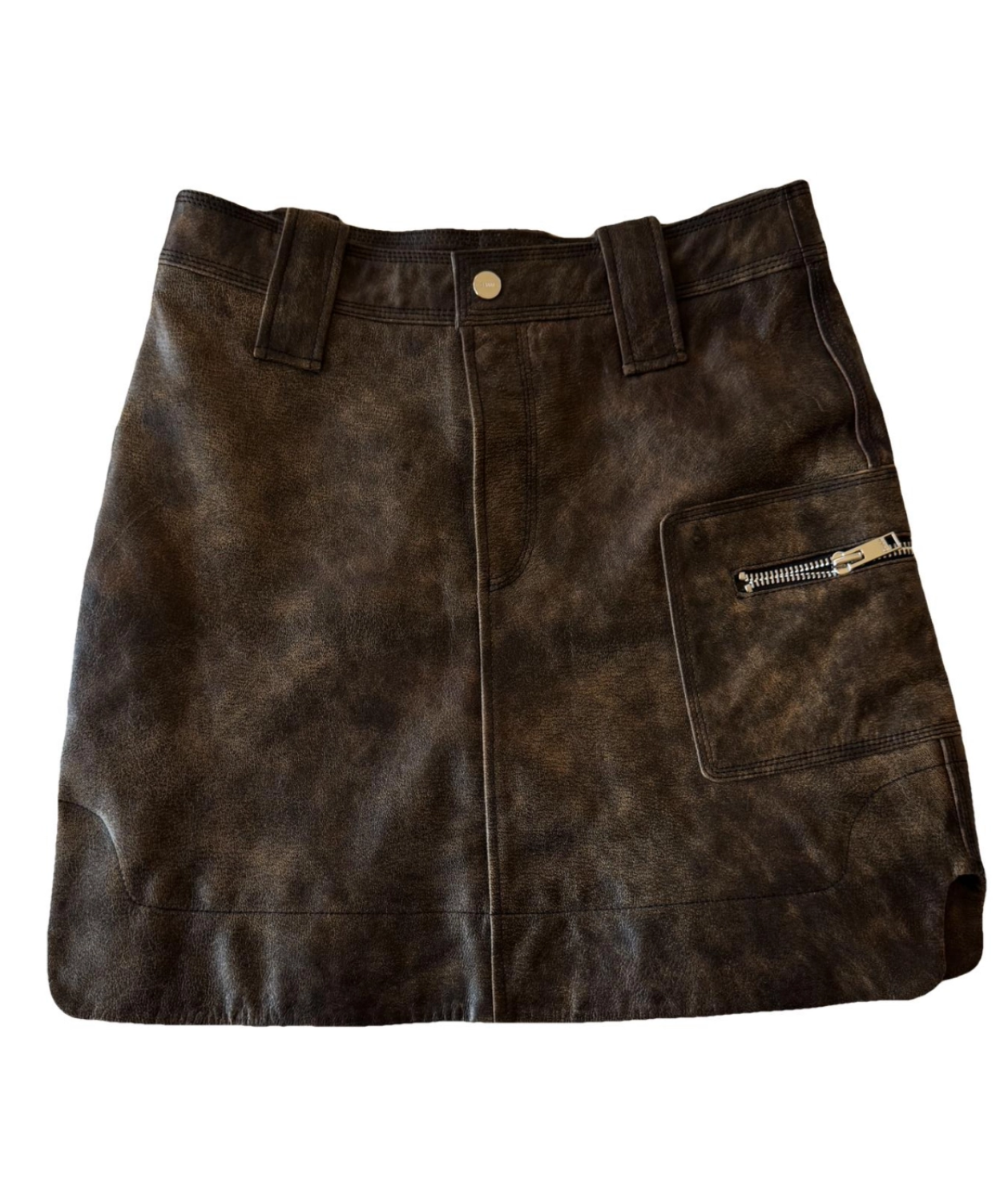 GANNI Leather Mini Skirt