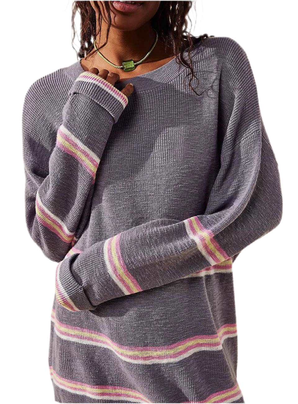 Long-sleeved striped trousers two-piece set