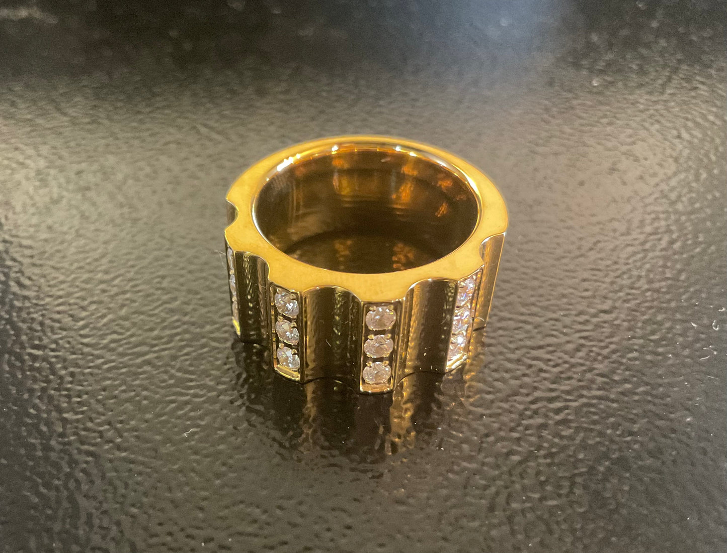 Cubic Zirconium Ridged Rings