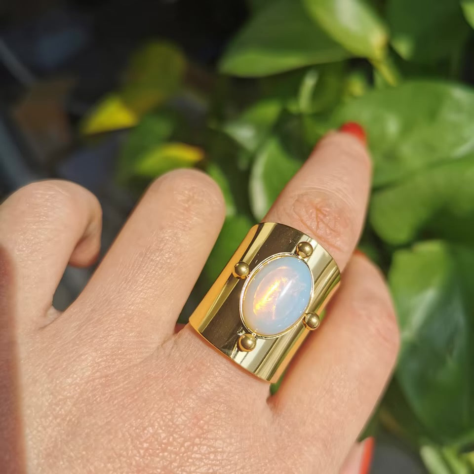 Stone Embedded Shield Ring