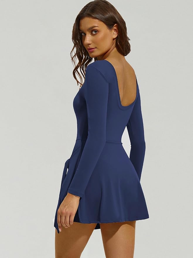 Long-Sleeve Tennis Wrap Dress
