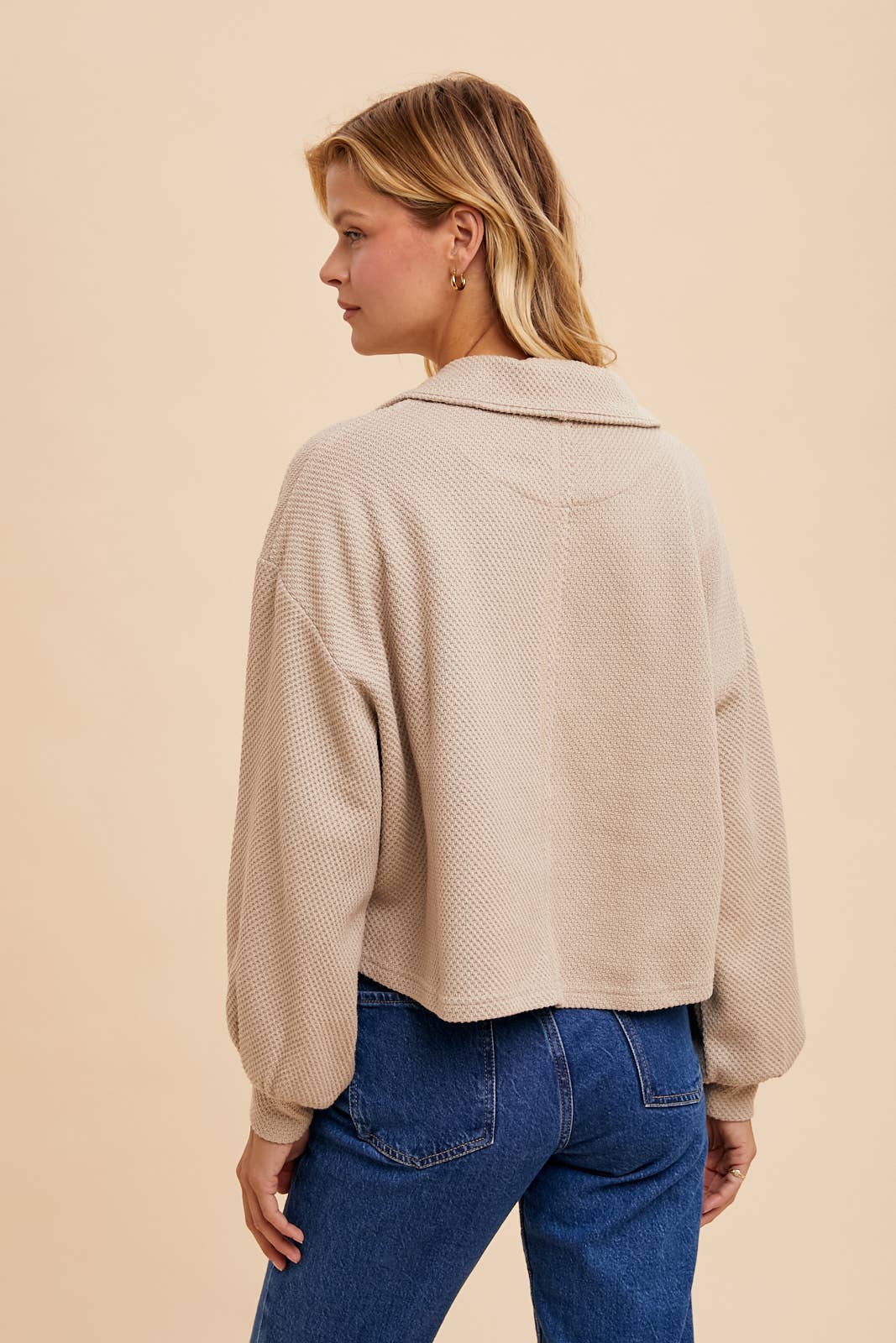 In Loom - COTTON THERMAL CROPPED HALF ZIP PULLOVER