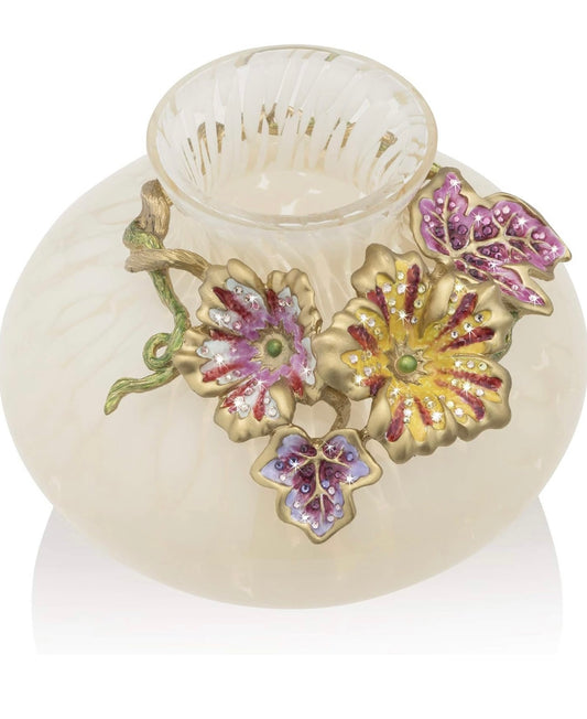 Jay Strongwater Holland Leaf and Flower Vase #SDH6634-2