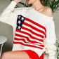 USA Flag Boat Neck Knit Sweater Top VT82059