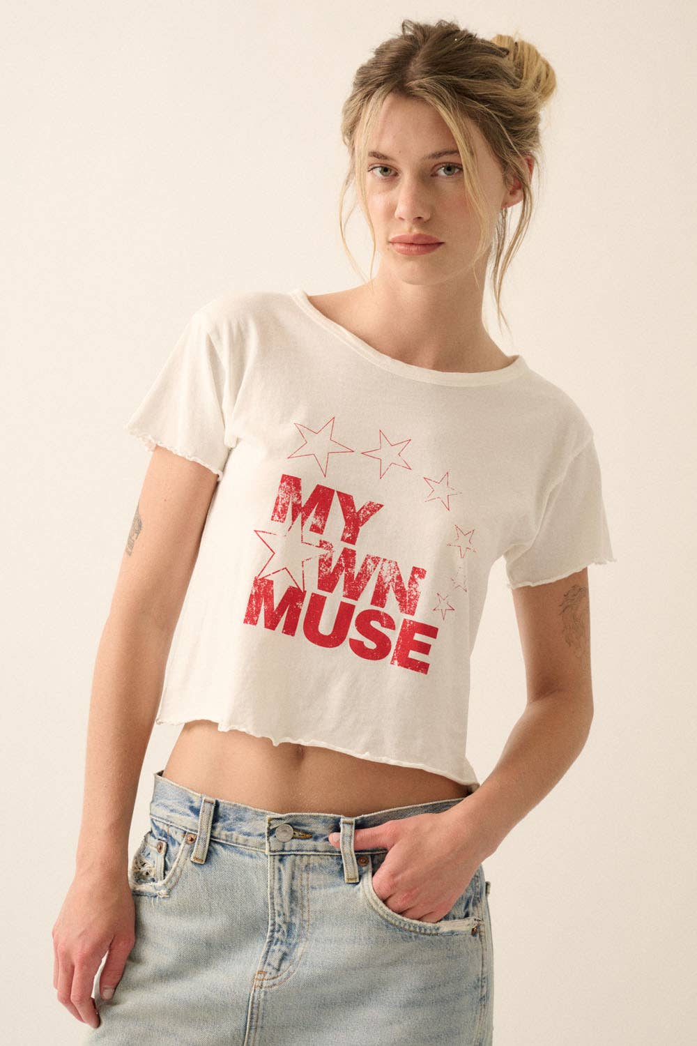 Vintage Canvas - My Own Muse Vintage Wash Cropped Graphic Tee