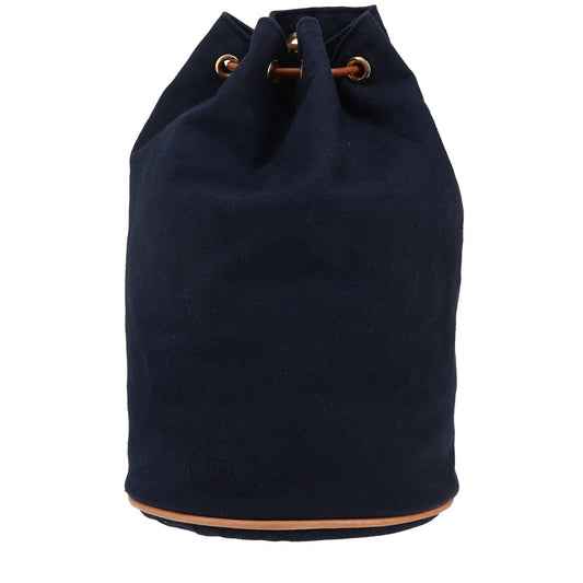 Hermès Polochon backpack in navy blue canvas and natural leather