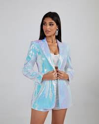 BOYFRIEND SEQUIN BLAZER & Shorts  set IN PINK