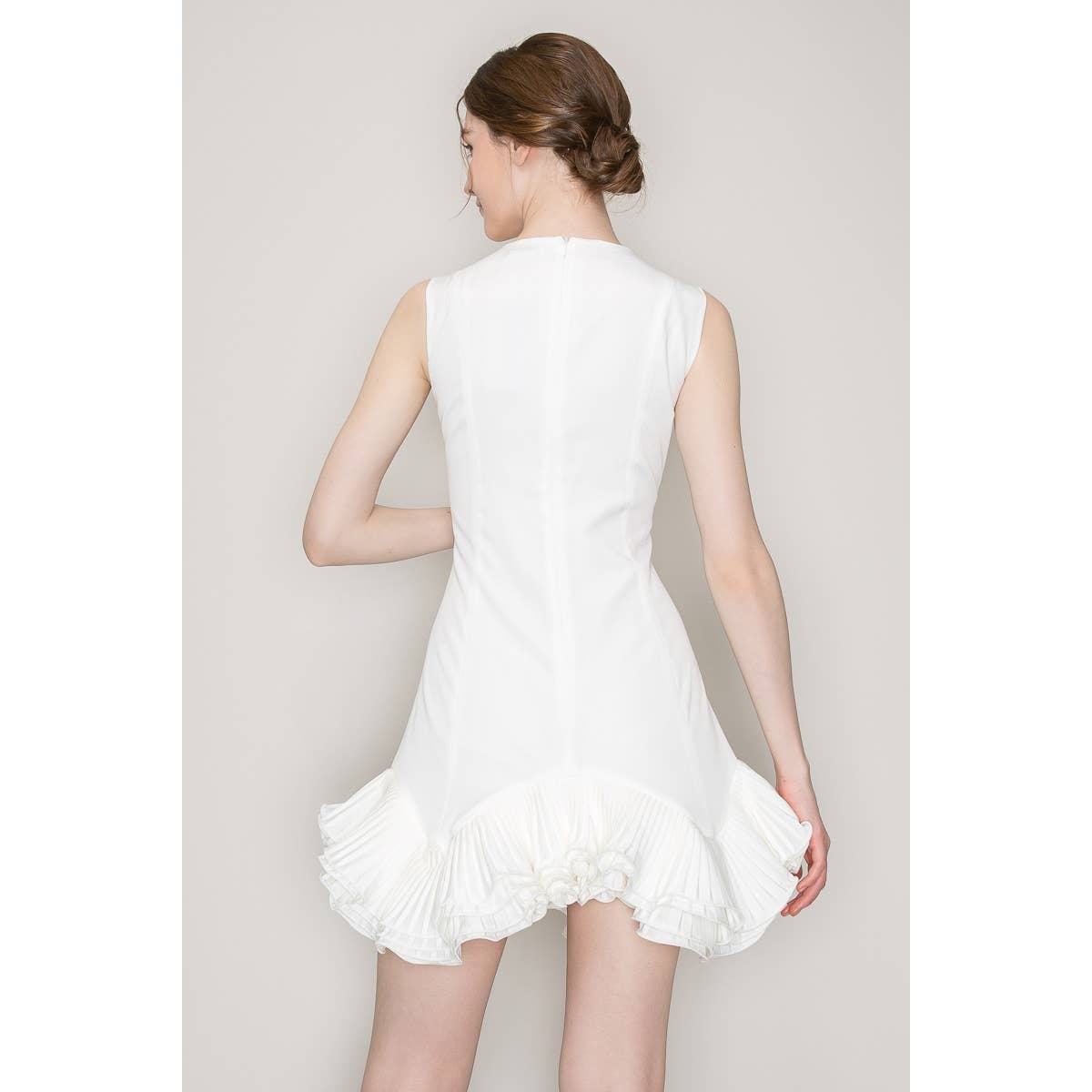 Flutter Ruffle Hemline Sleeveless Mini Dress