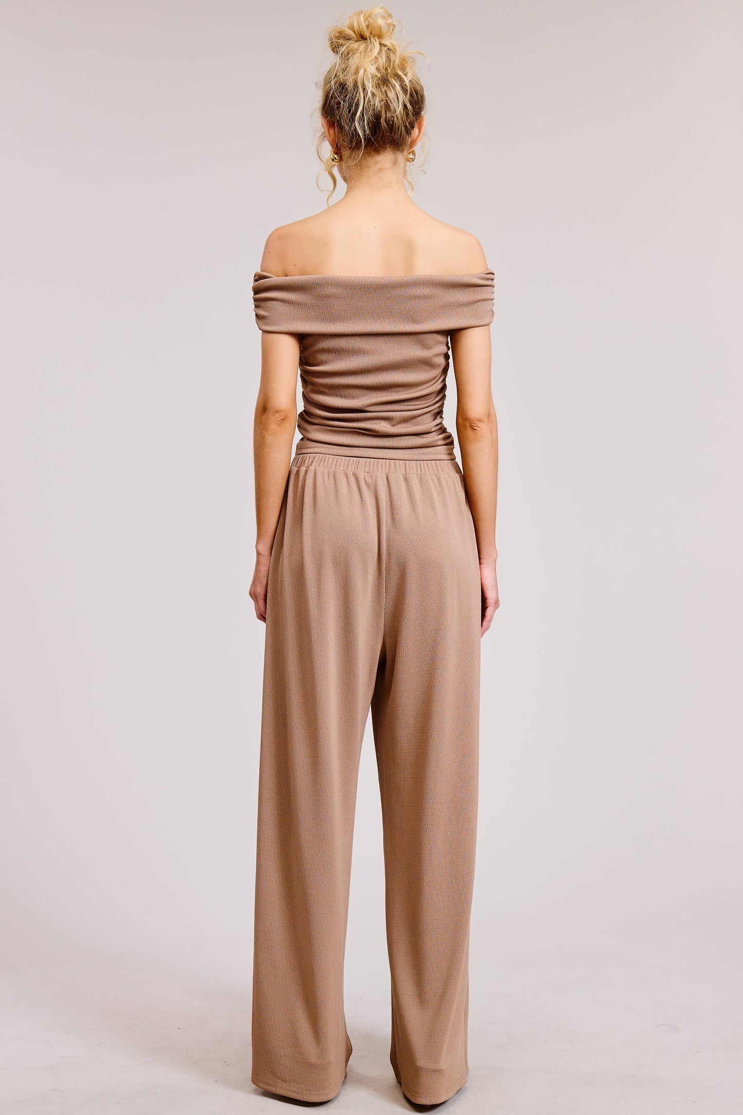 Mimosa - Off Shoulder Pants Set with Ruched Top