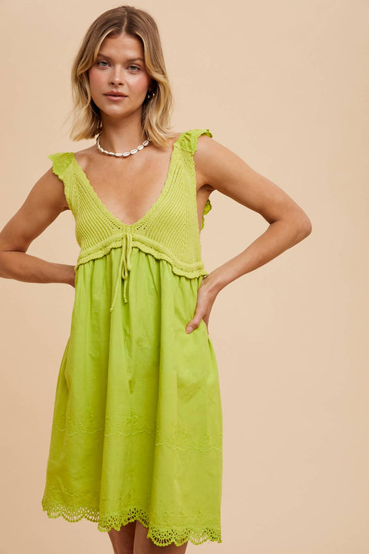 In Loom - V NECK CROCHET MINI DRESS