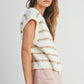 Crew Neck Striped Knit Tank Top