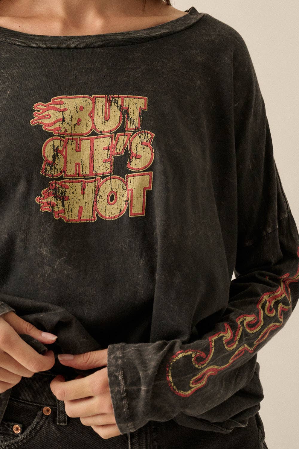 Vintage Canvas - But She's Hot Flames Mineral Wash Graphic Tee