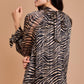 Back Tie Neck Shirring Animal Print Top