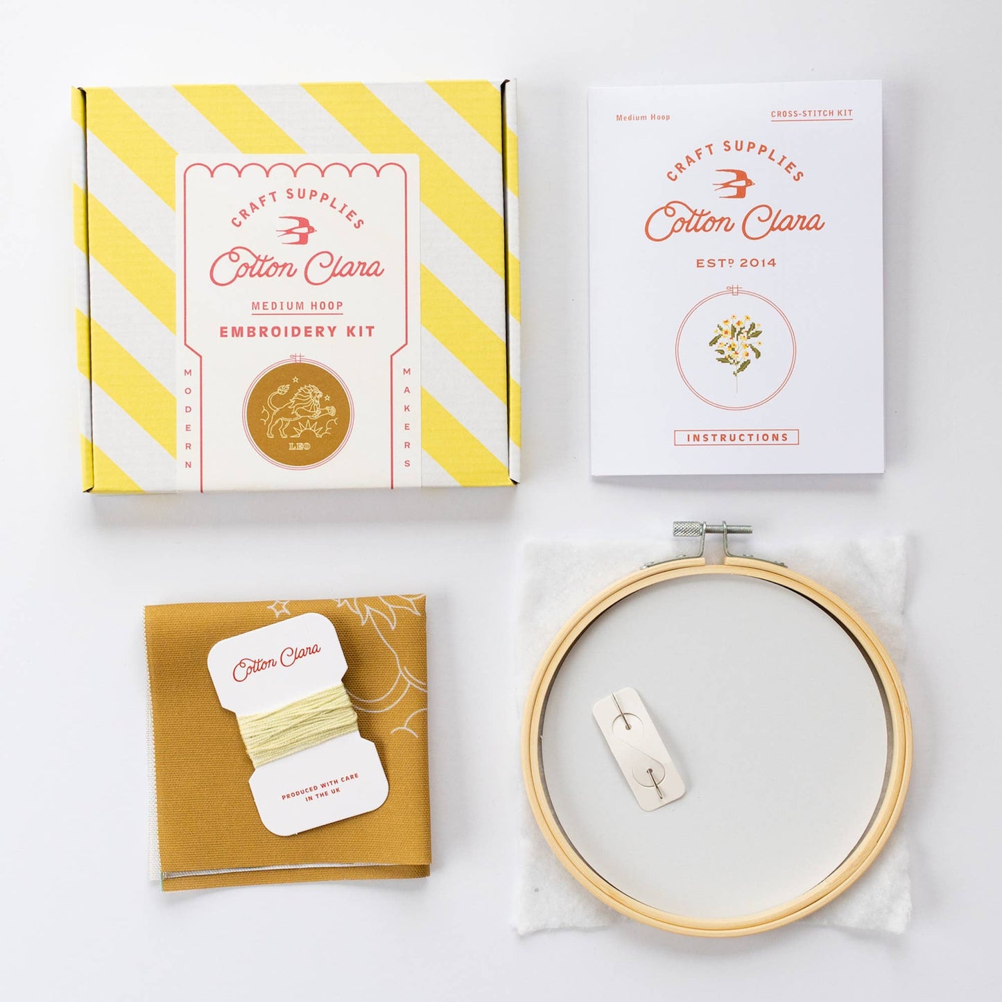 Cotton Clara Craft Kits & Supplies - Leo Embroidery Hoop Kit