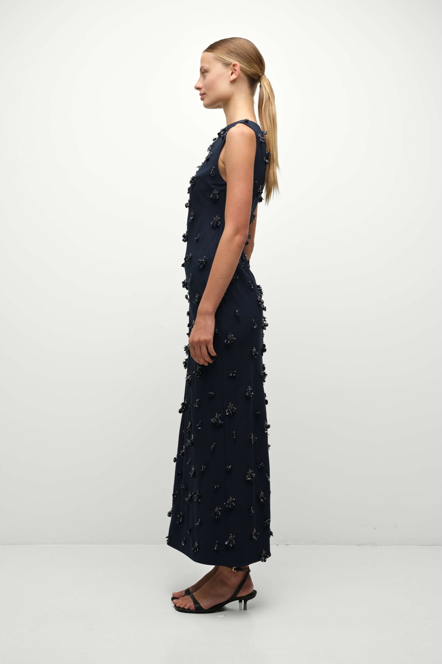 CLAUDIA S/L EMBELLISHED MIDI DRESS SIMKHAI