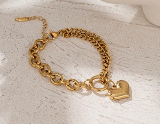 Savvy Cie 18K Plated Heart Bracelet
