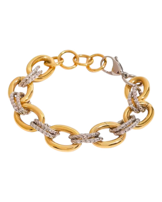 Two-Tone Power Link Bracelet Collection - 18K gold plated Waterproof/Hypoallergenic