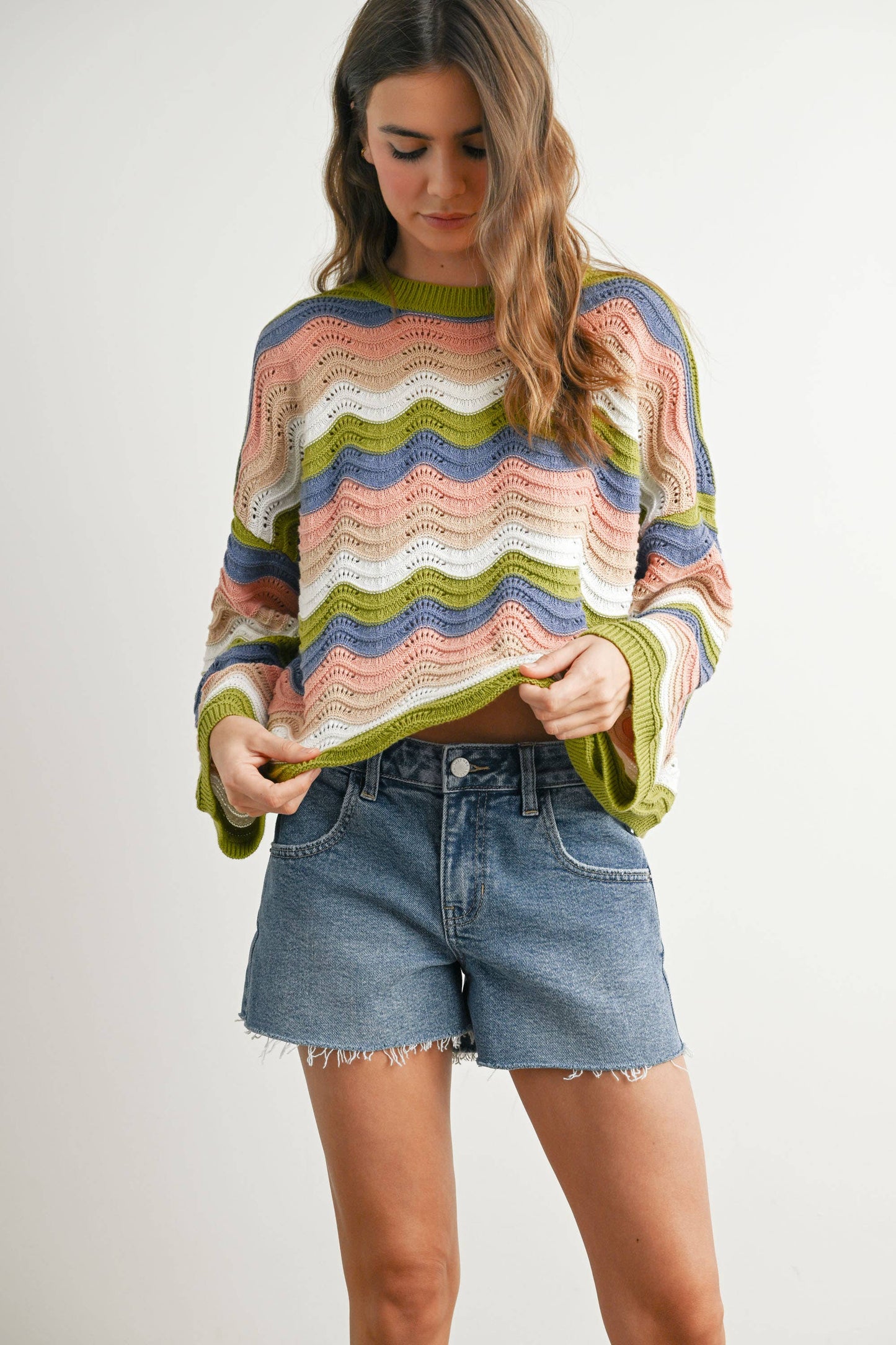 BUTTERMELON - Color Block Sweater  - BMW7639