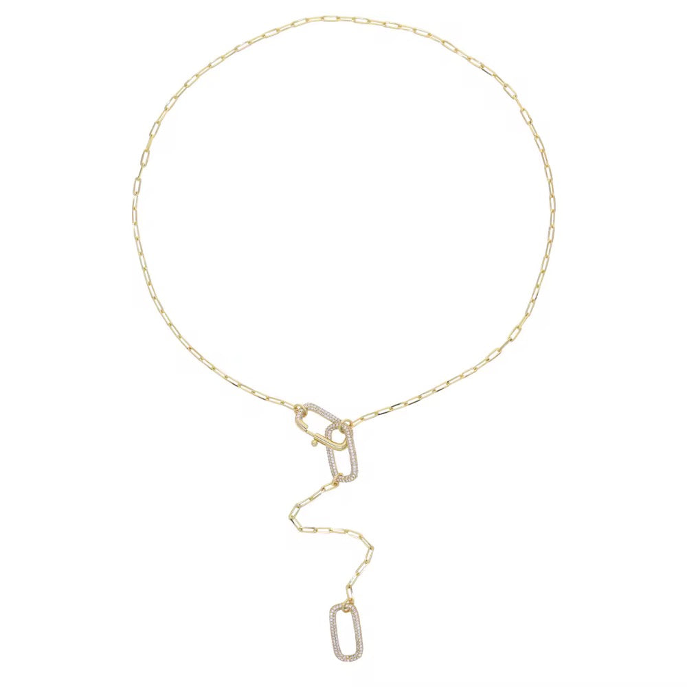 Paperclip Lariat Chain Necklace – Gold or Silver