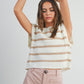 Crew Neck Striped Knit Tank Top