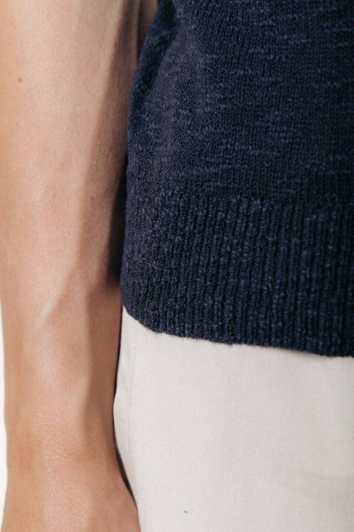 Colourful Rebel - Toby Slub Zip Polo | Deepest Blue