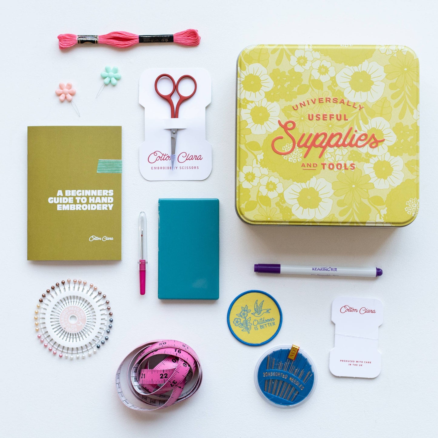 Cotton Clara Craft Kits & Supplies - Embroidery Starter Kit Sewing Tin