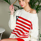 USA Flag Boat Neck Knit Sweater Top VT82059