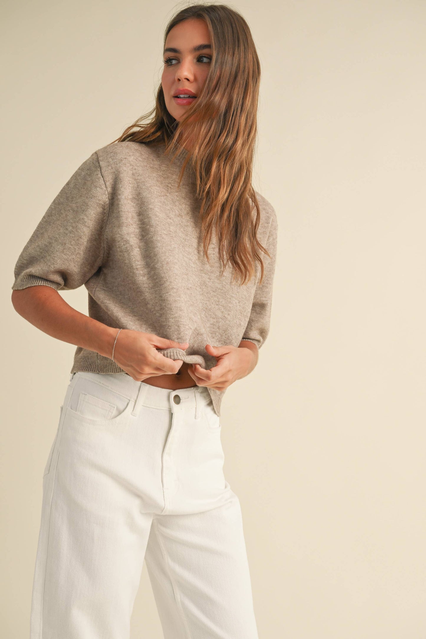 Miou Muse Short Sleeve Sweater Top