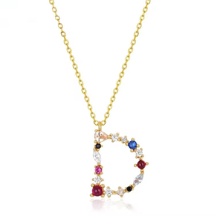Multicolor Alphabet Pendant Necklace