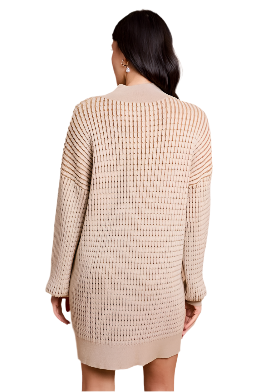 Mock Neck Cable Sweater Mini Dress