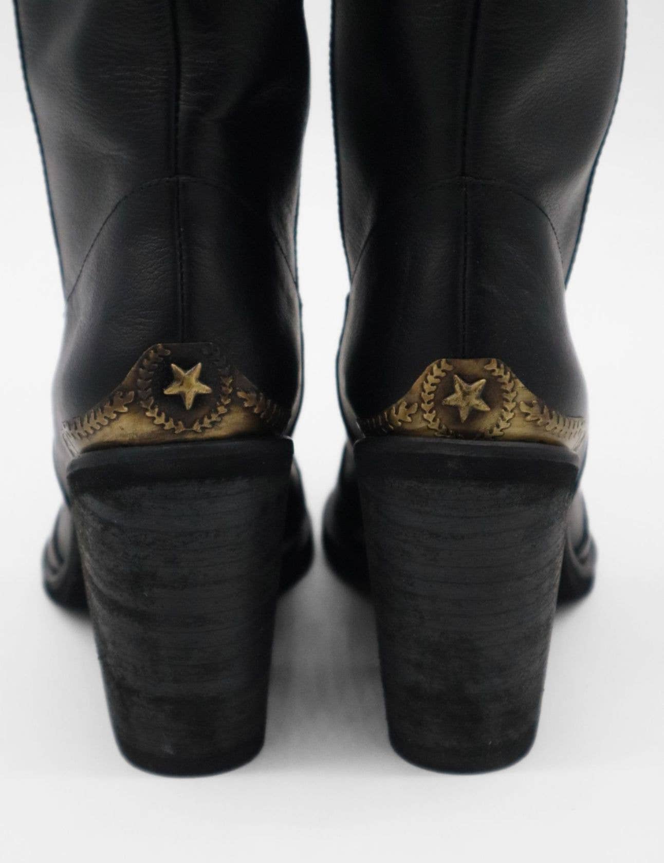 STIVALI NEW YORK - Catalina western cowboy boots in black leather women's shoes