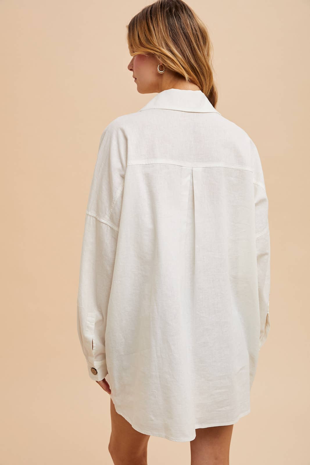 LINEN BLEND BUTTON DOWN