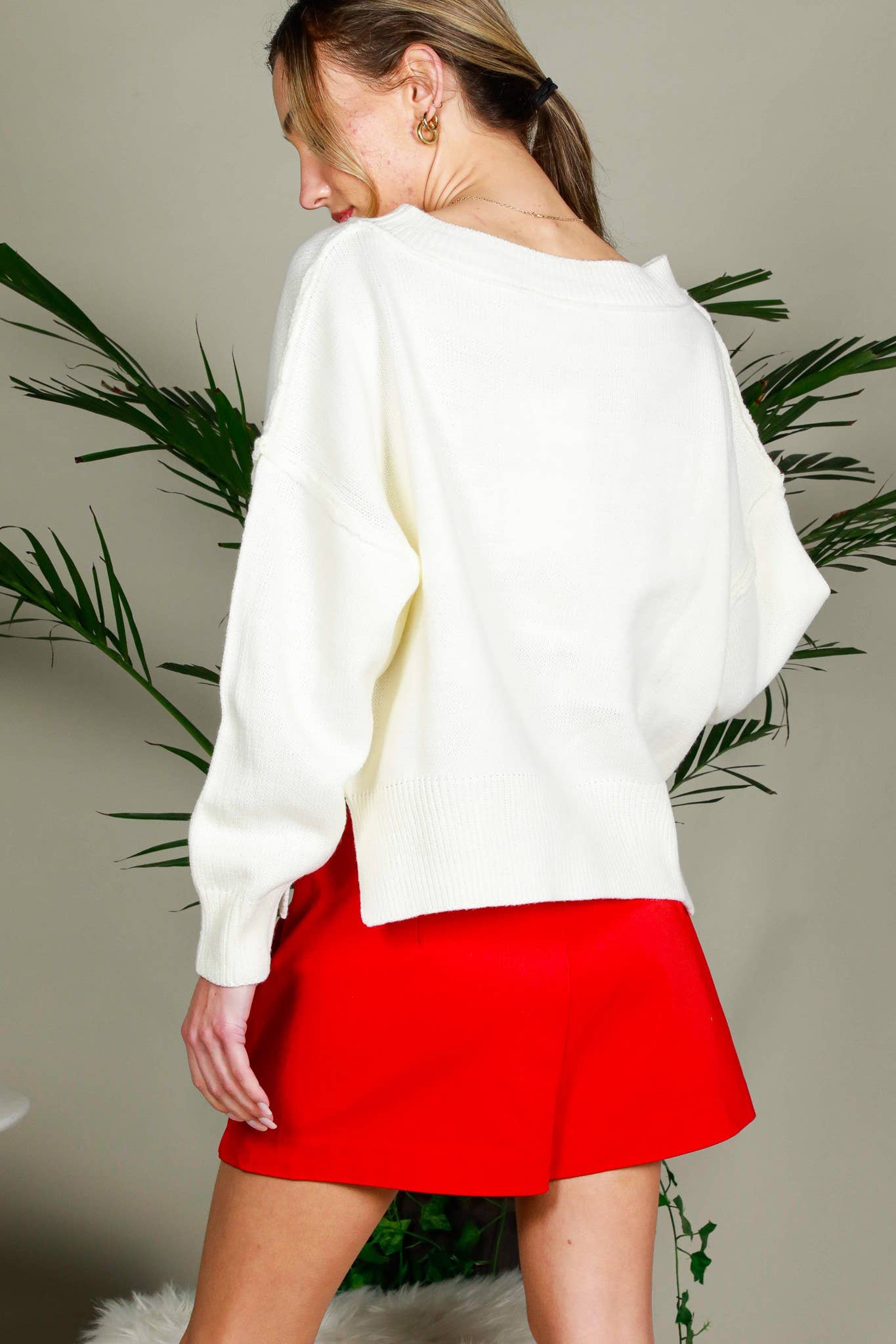 USA Flag Boat Neck Knit Sweater Top VT82059
