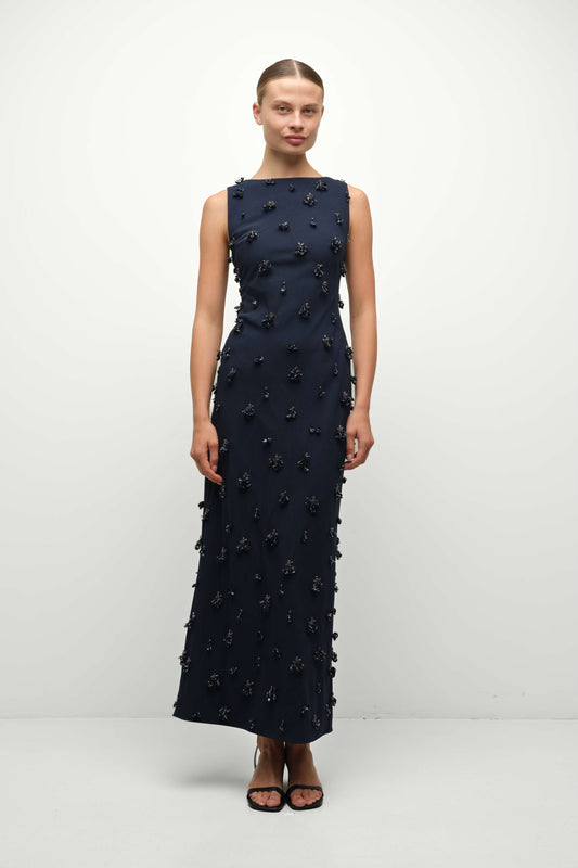CLAUDIA S/L EMBELLISHED MIDI DRESS SIMKHAI