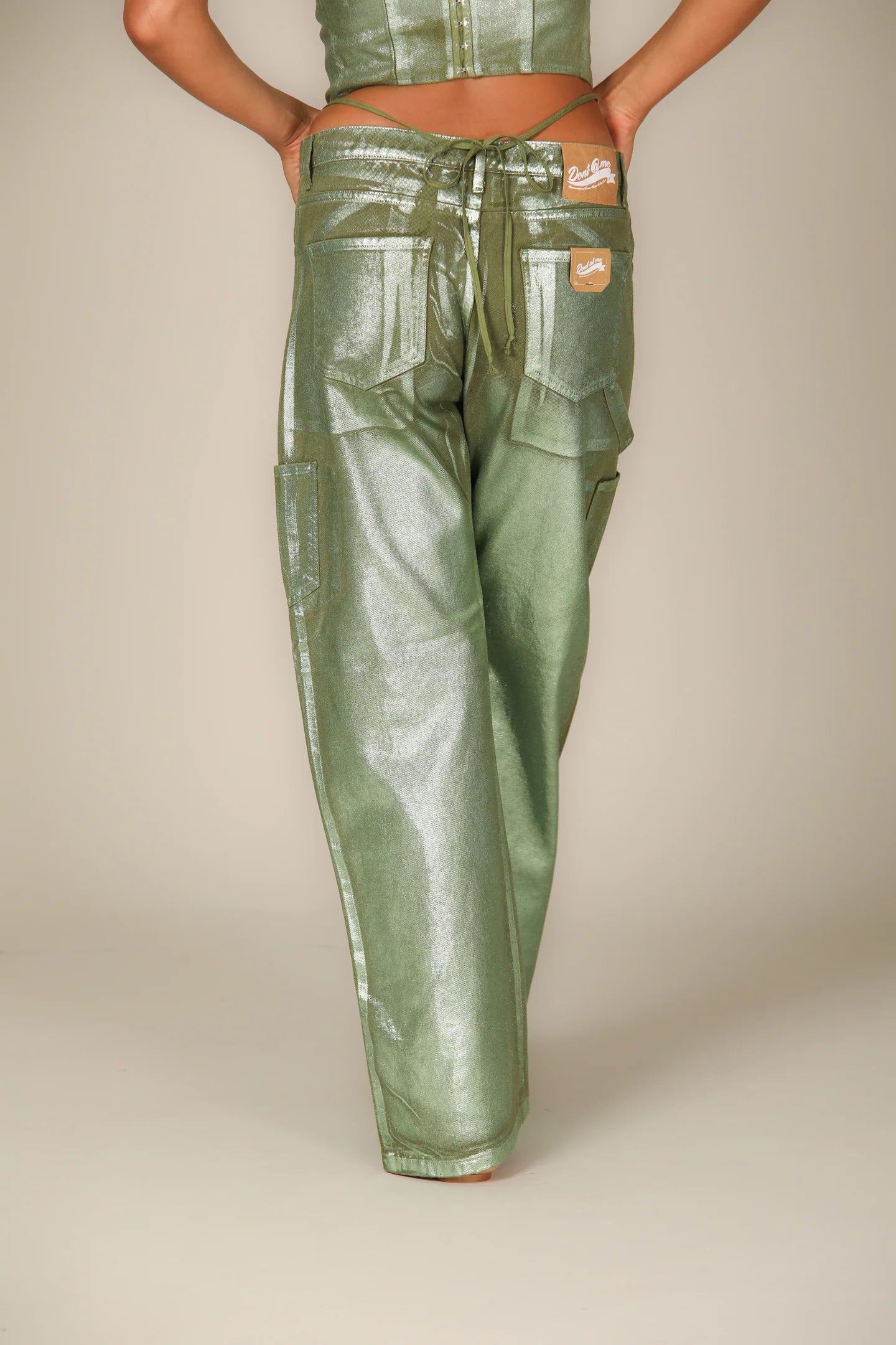 Iridescent Green Carpenter Pants