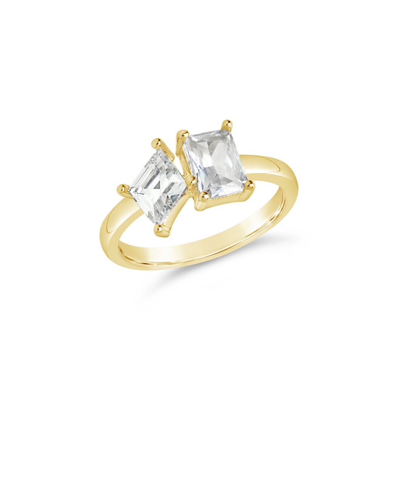 14K Plated CZ Penina Toi et Moi Ring