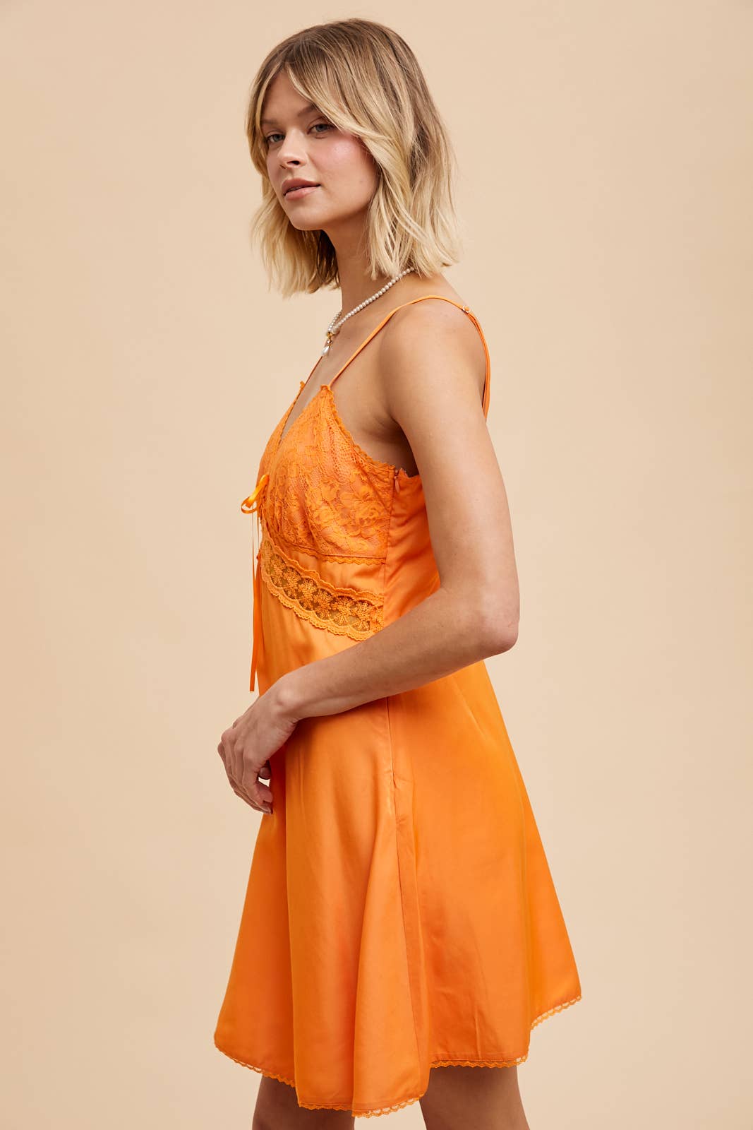 TENCEL BLEND LACE SLIP DRESS
