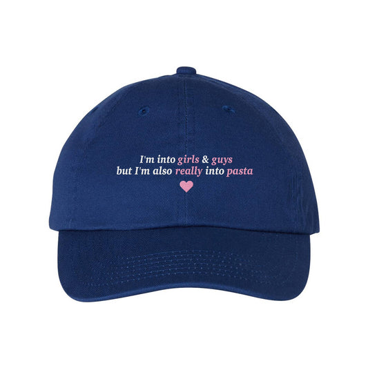 Girls Guys and Pasta Embroidered Bio-Washed Classic Dad Hat - Femfetti