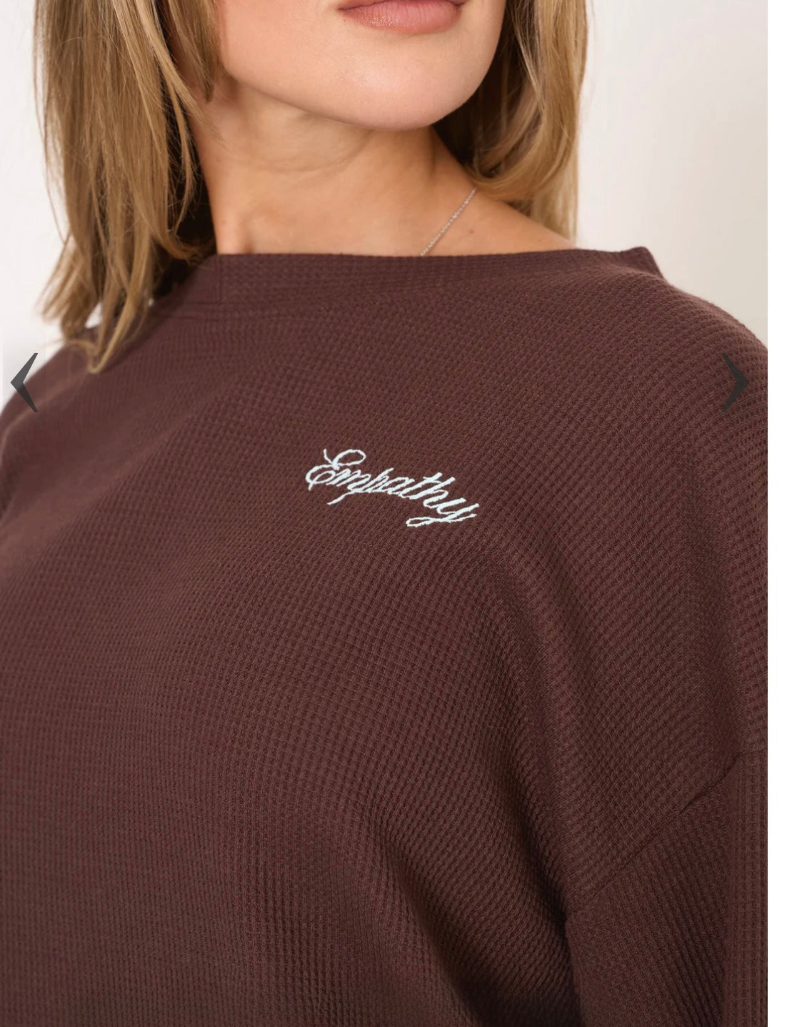The Mayfair Group Empathy, Always Brown Waffle Crewneck