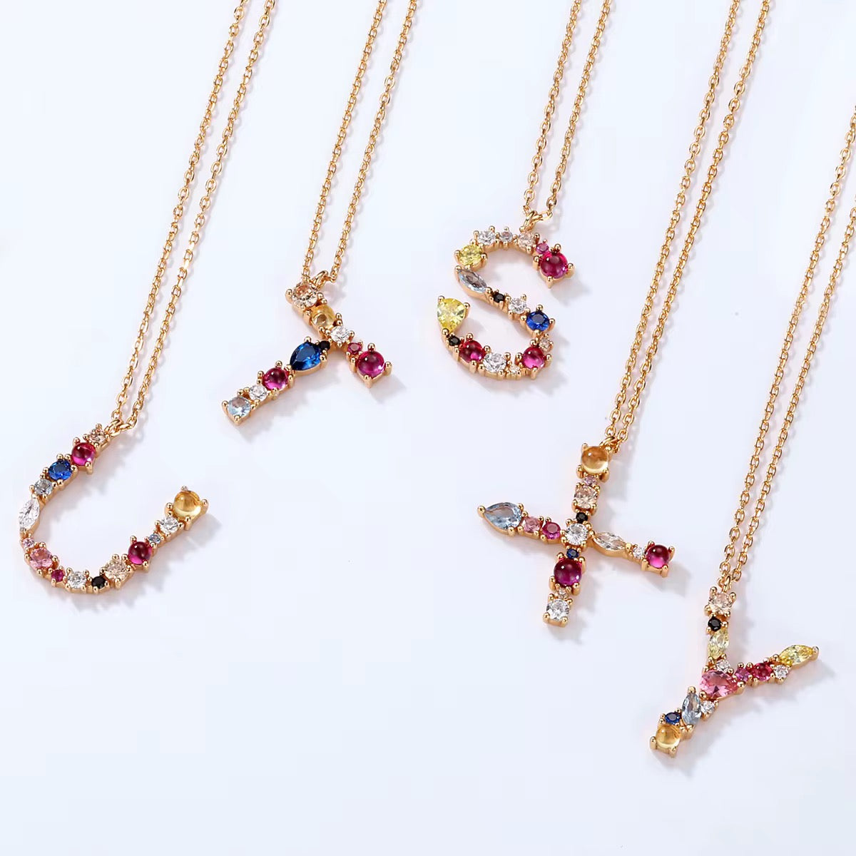 Multicolor Alphabet Pendant Necklace