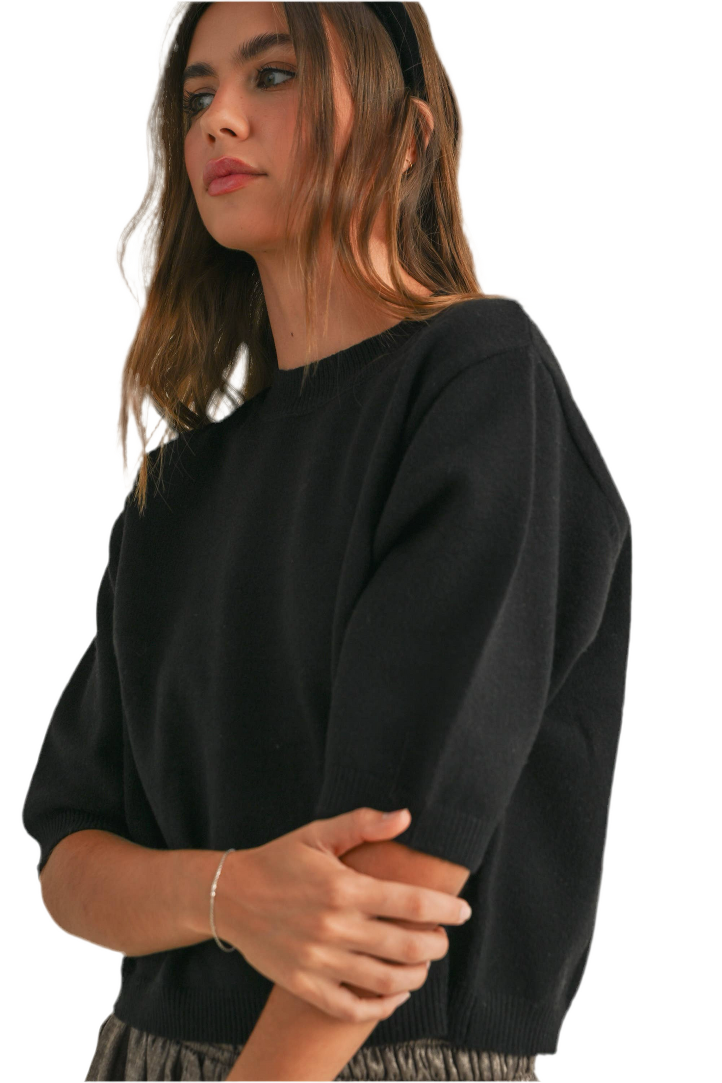 Miou Muse Short Sleeve Sweater Top