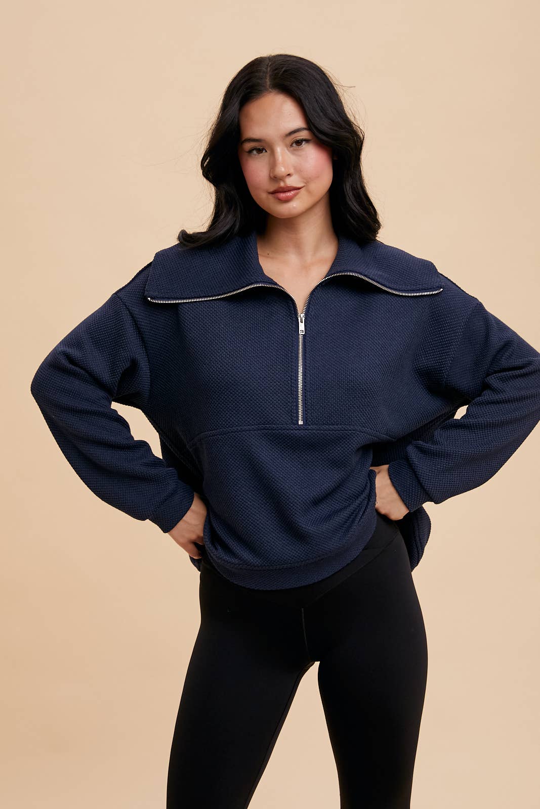 In Loom - EXAGGERATED LAPEL QUARTER ZIP PULLOVER
