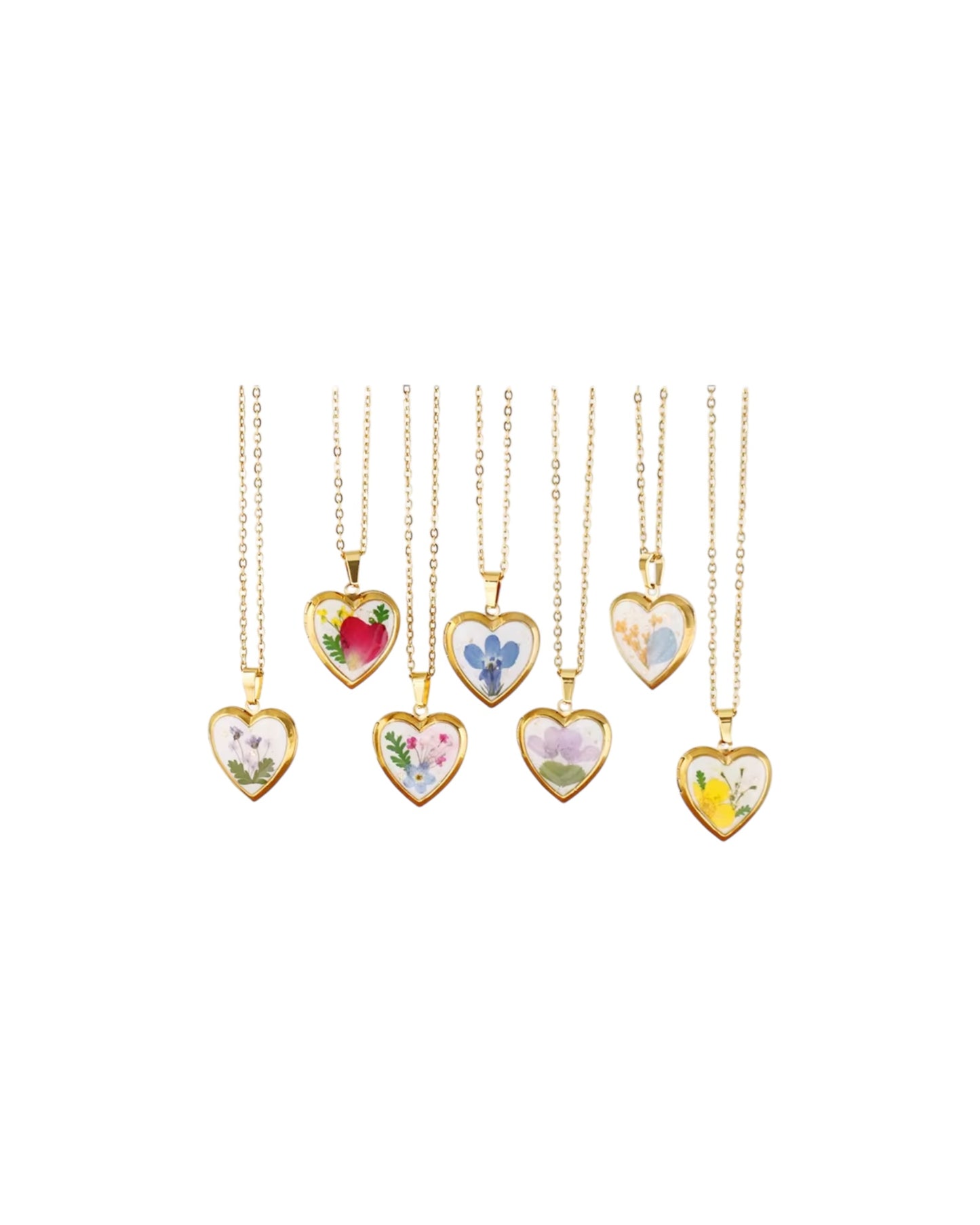 Birth Flower Heart Pendant Necklace