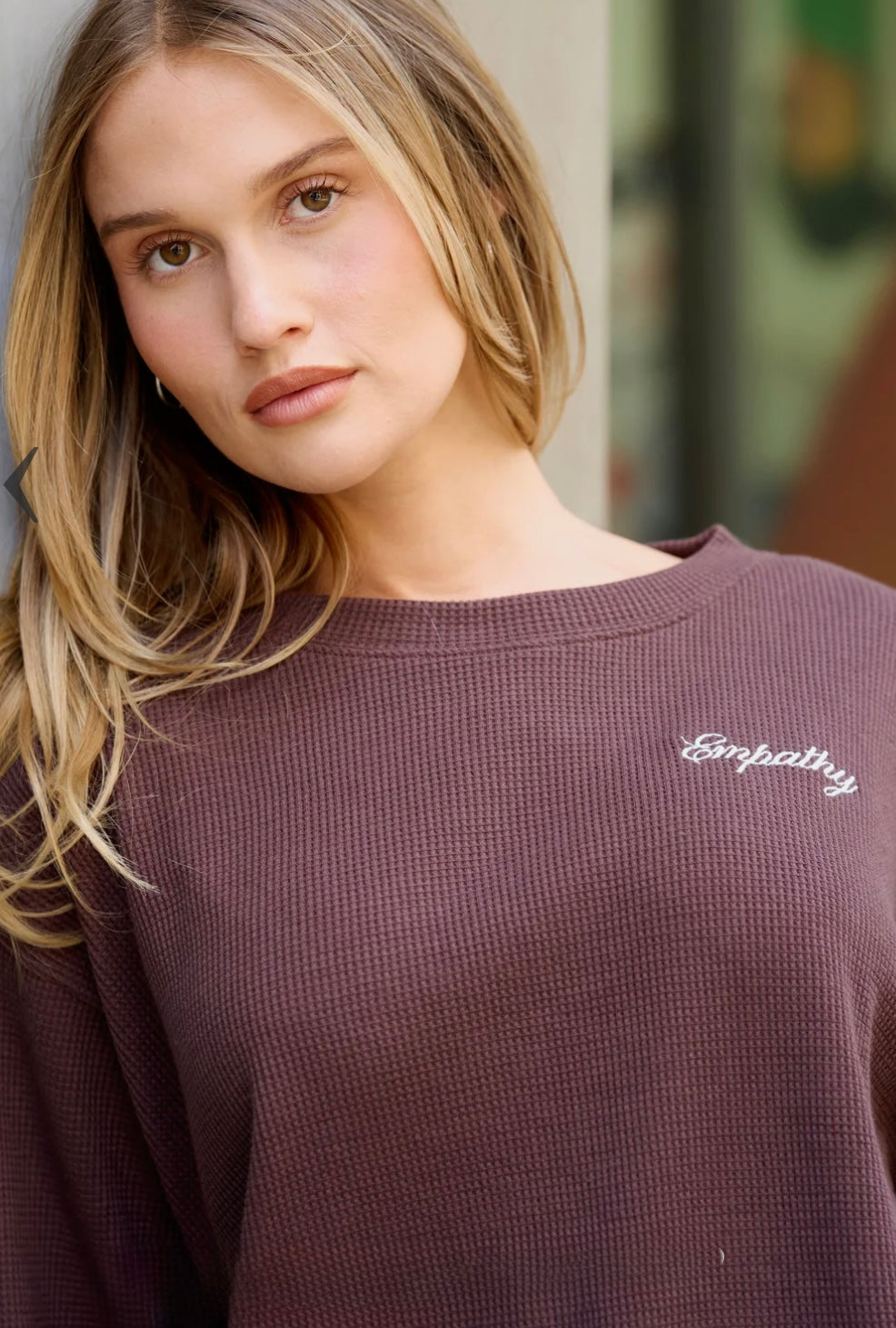 The Mayfair Group Empathy, Always Brown Waffle Crewneck