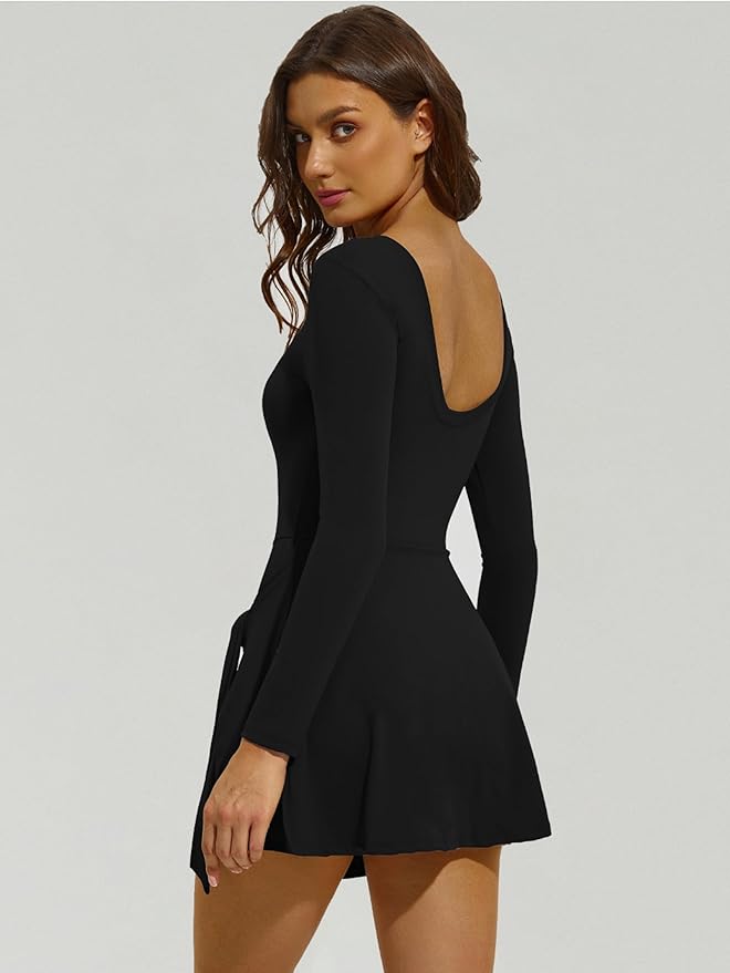 Long-Sleeve Tennis Wrap Dress