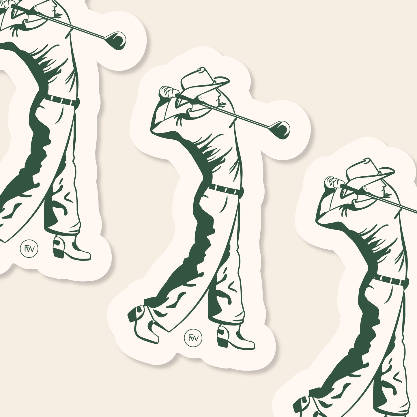 Freshwater Curated Goods - Golfing Cowboy Vinyl Sticker