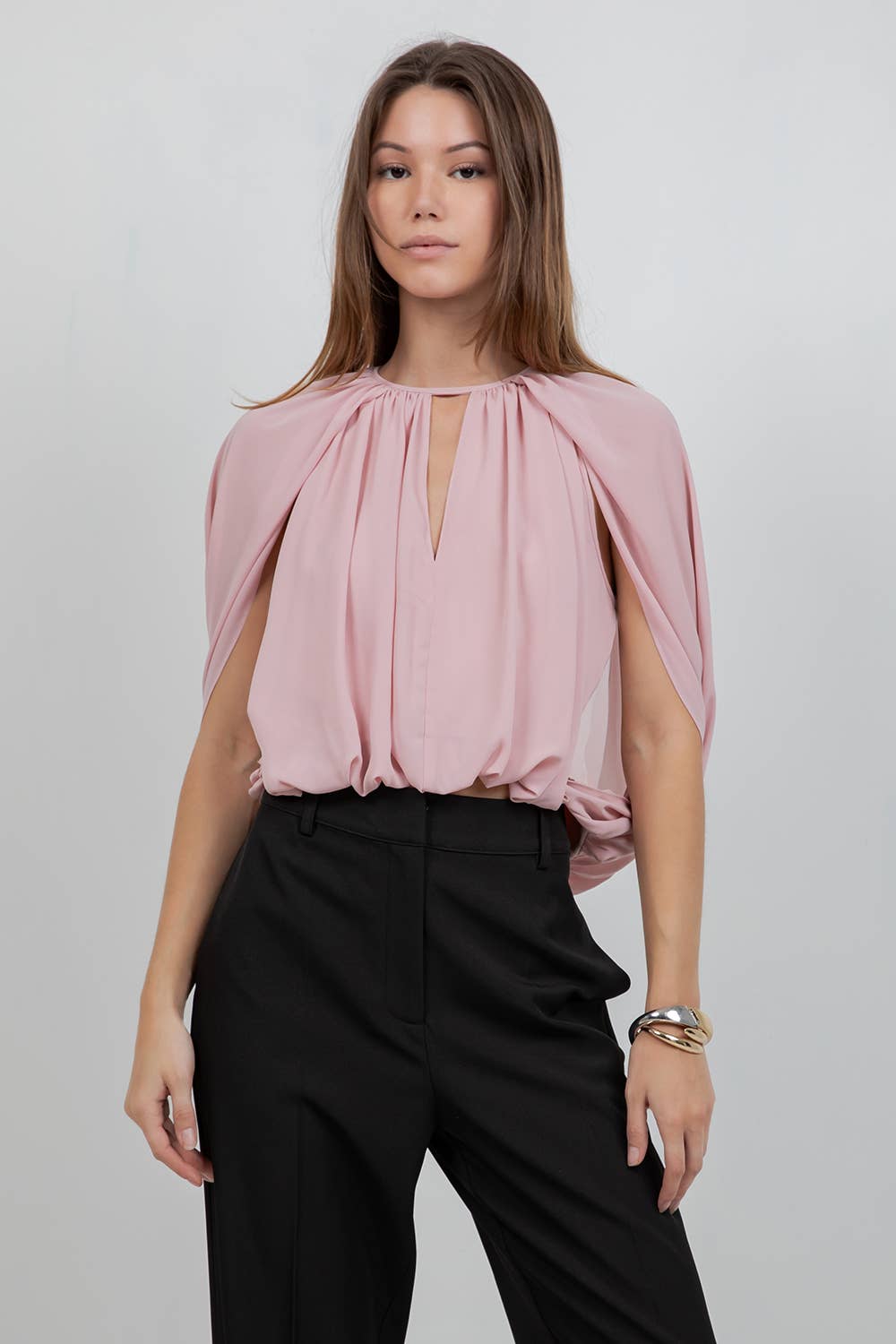 Whiteroom+Cactus - SOFT WOVEN BALLOON TOP WITH CAPE - Ivory / XS